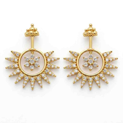 Silver Bugadi 7 Stone Flower Kalash Top Diamond Design With Sunburst Jacket