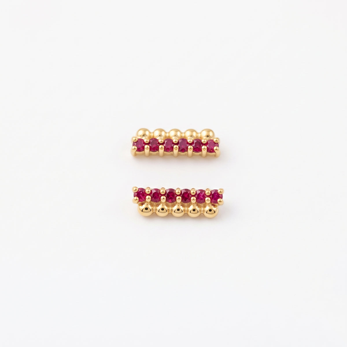 Silver Dot Bar Stone Stud Earrings