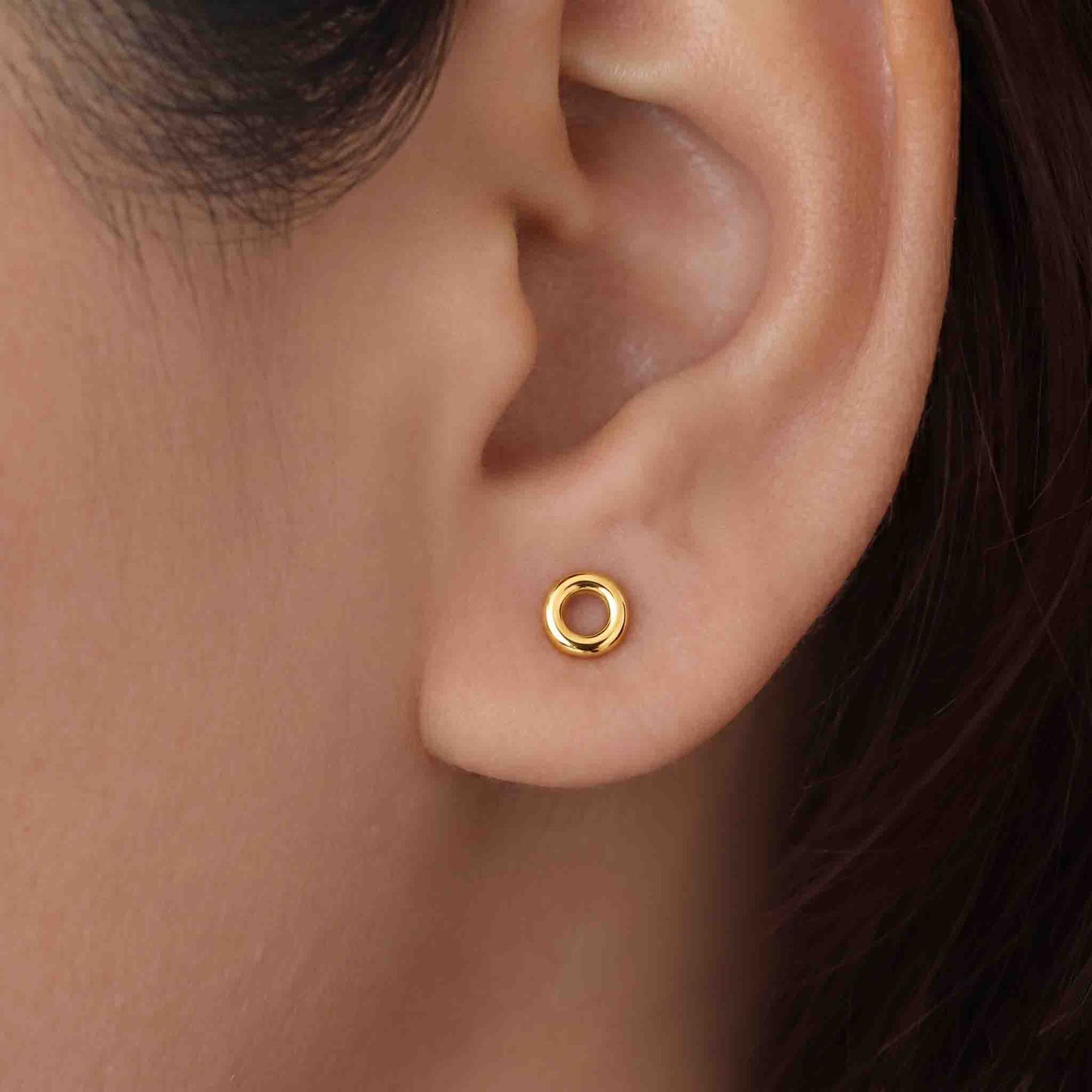 Silver Hollow Circle Earring