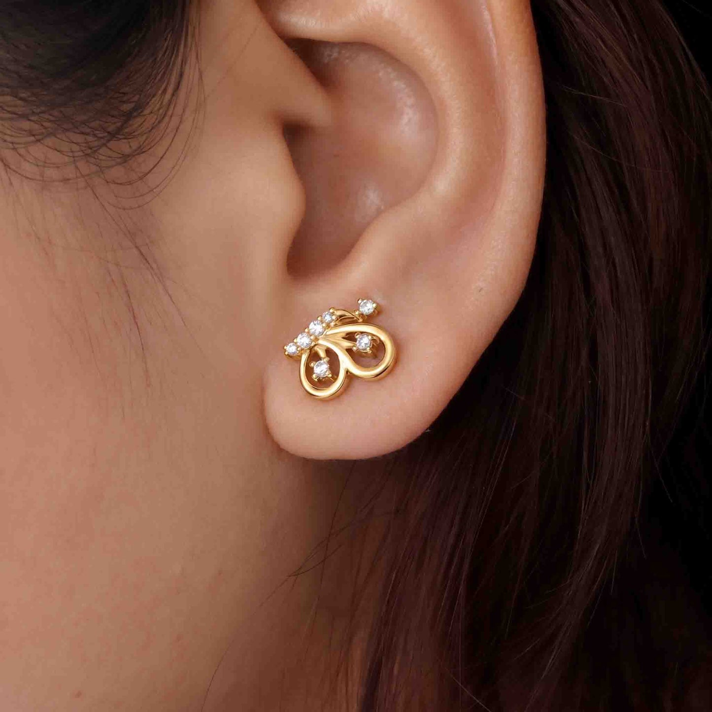 Silver Stone Set Butterfly Ear Studs