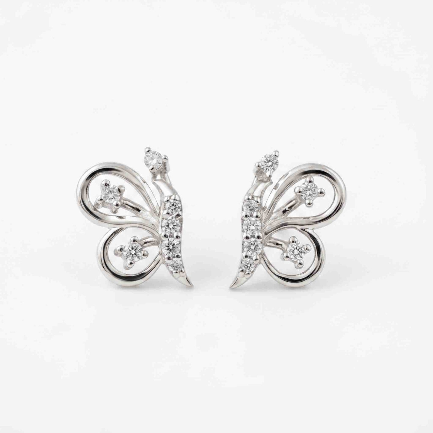 Silver Stone Set Butterfly Ear Studs