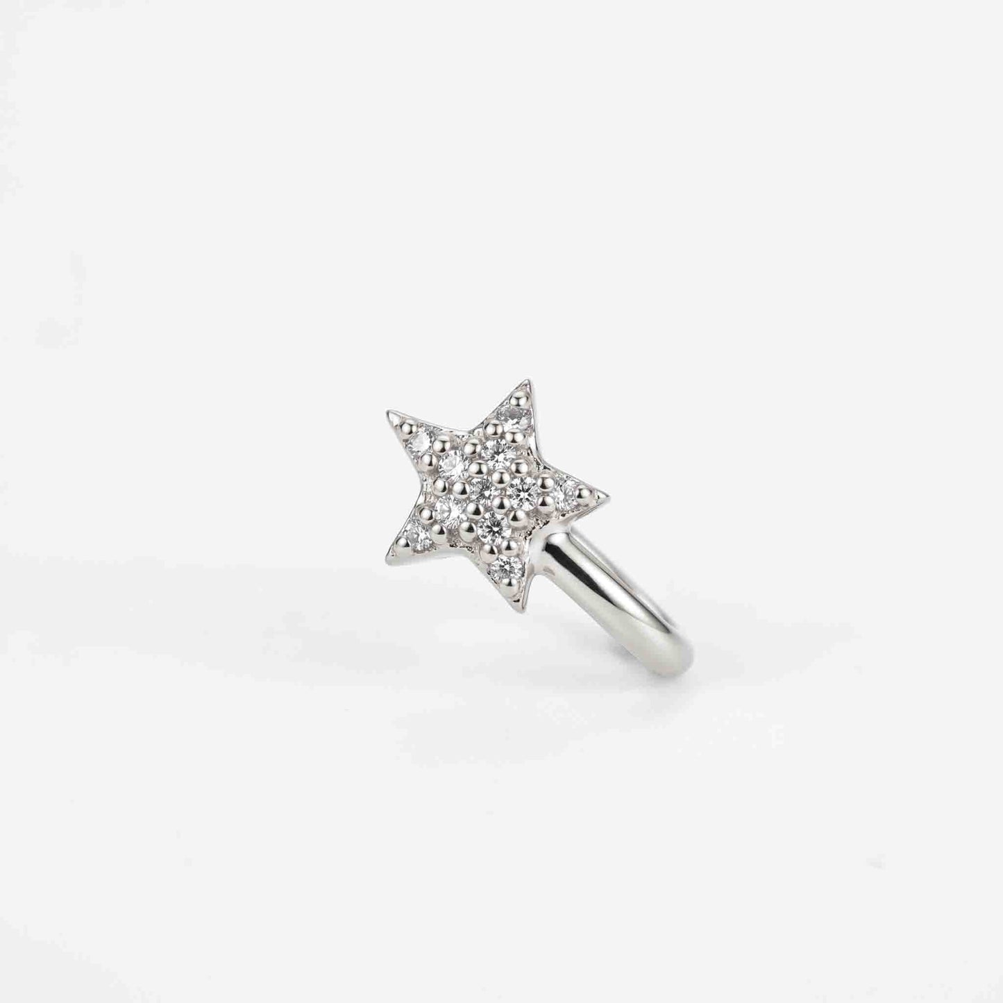Silver Stone Star Clip-on NosepIn
