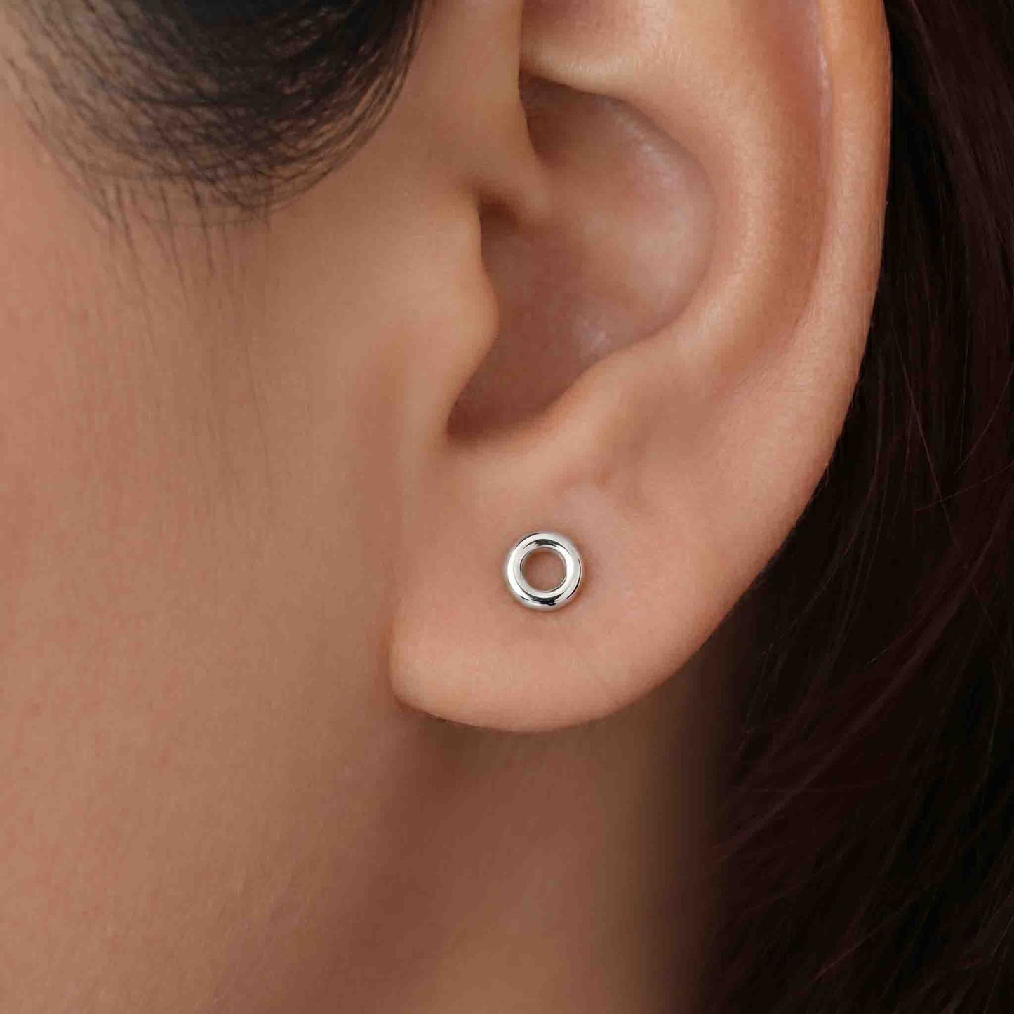 Silver Hollow Circle Earring