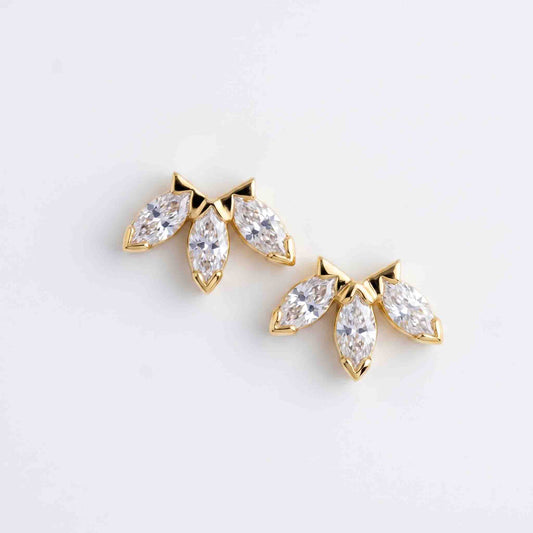 Silver three Marquise Earring