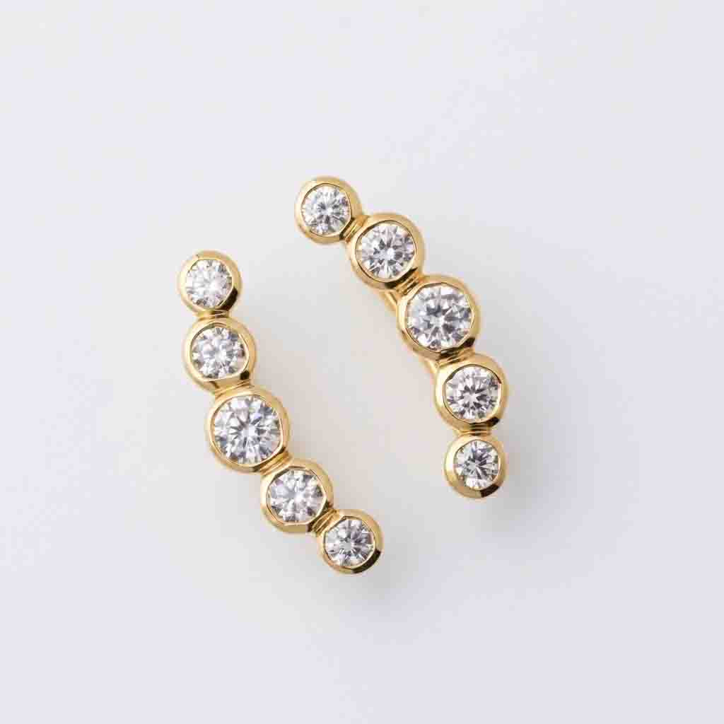 Silver Round Stone Line Helix Studs
