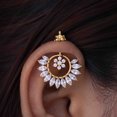 Silver Bugadi 7 Stone Flower Kalash Top Diamond Design With Pushpa Petal Jacket