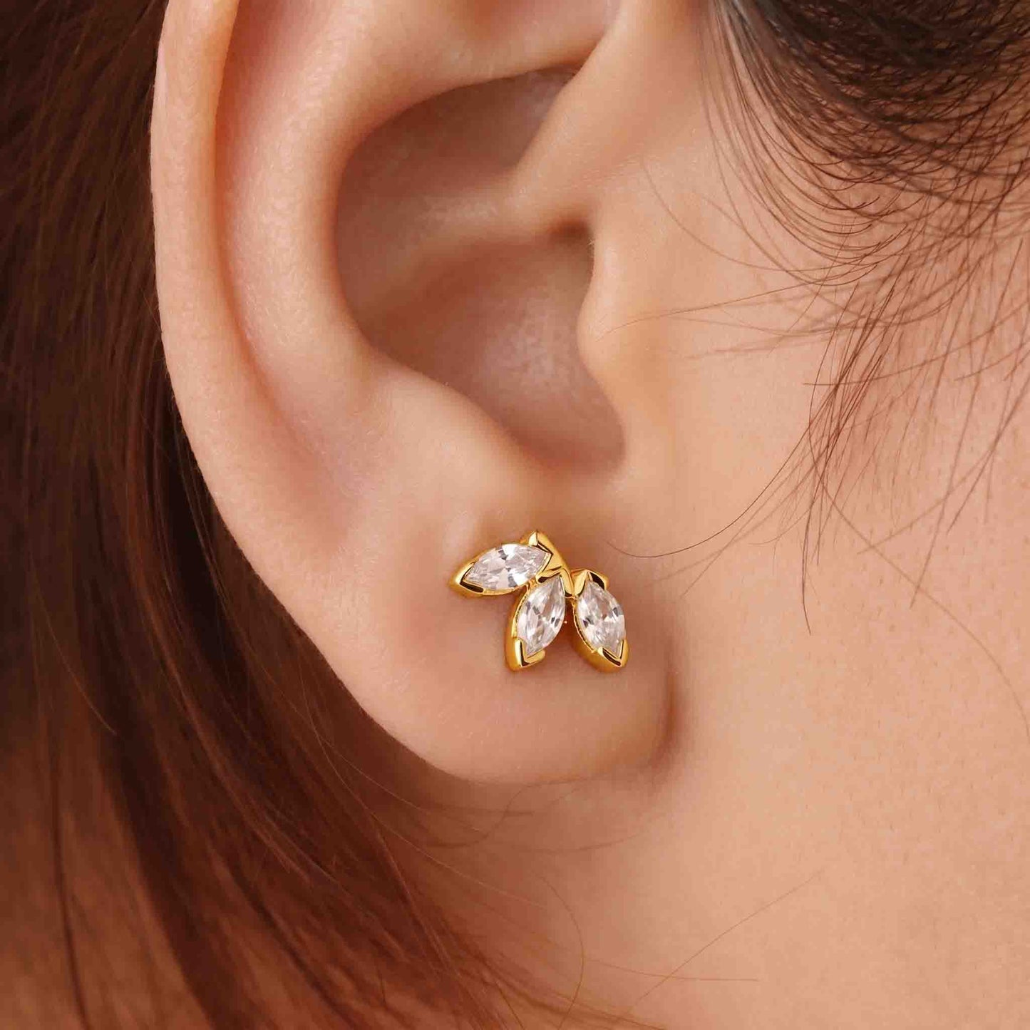 Silver three Marquise Earring
