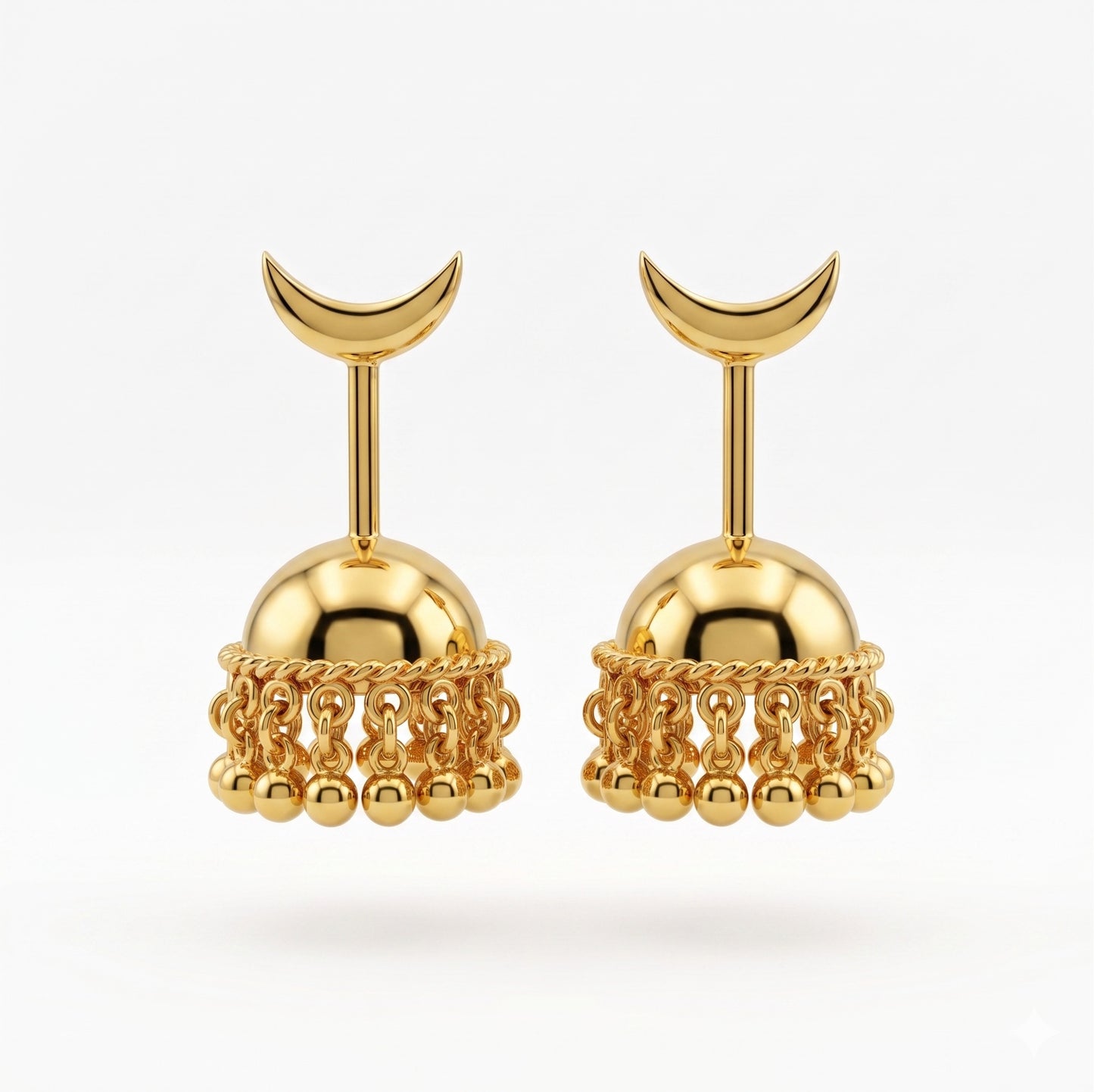 SILVER JHUMKA WITH MOON TOP BUGADI