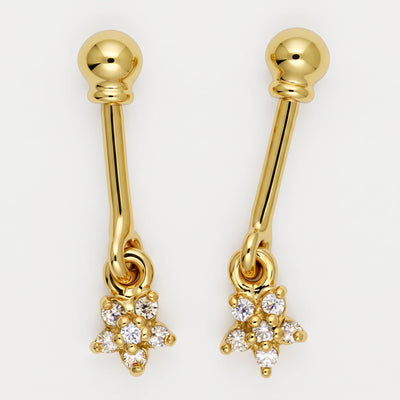 Silver Bugadi 6 Stone Flower Hanging Ball Top Diamond Design