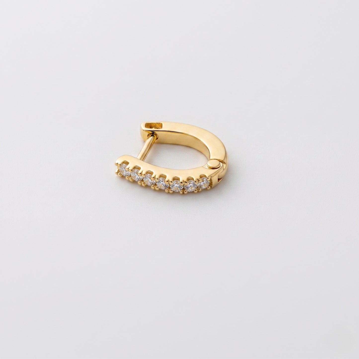 Silver U-Shaped Stone Set Nose Ring