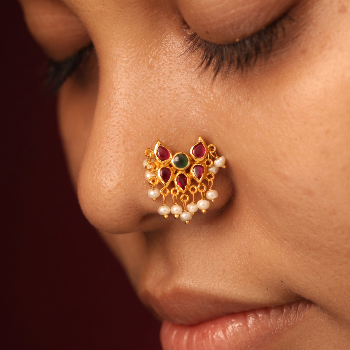 Silver Jhari Pearl Nosepin