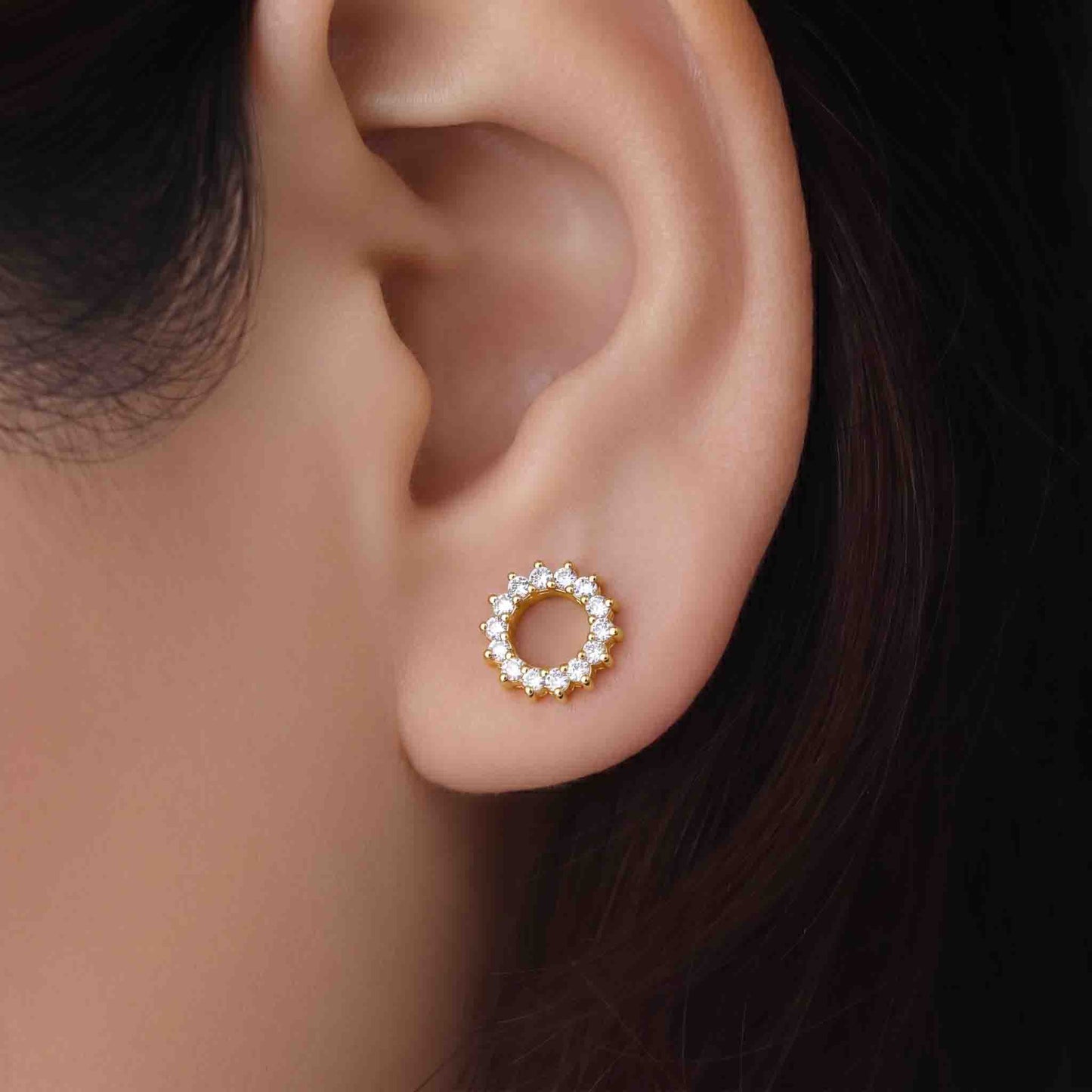 Silver Luna Wheel Earring
