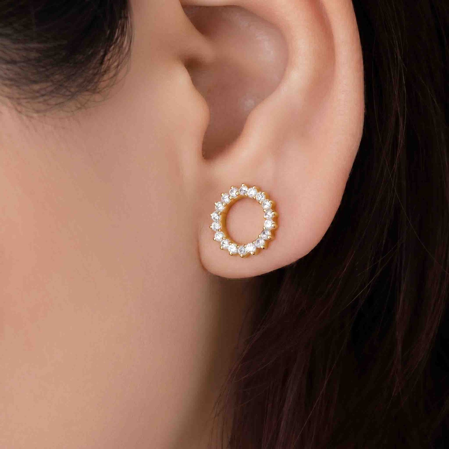 Silver Luna Wheel Earring