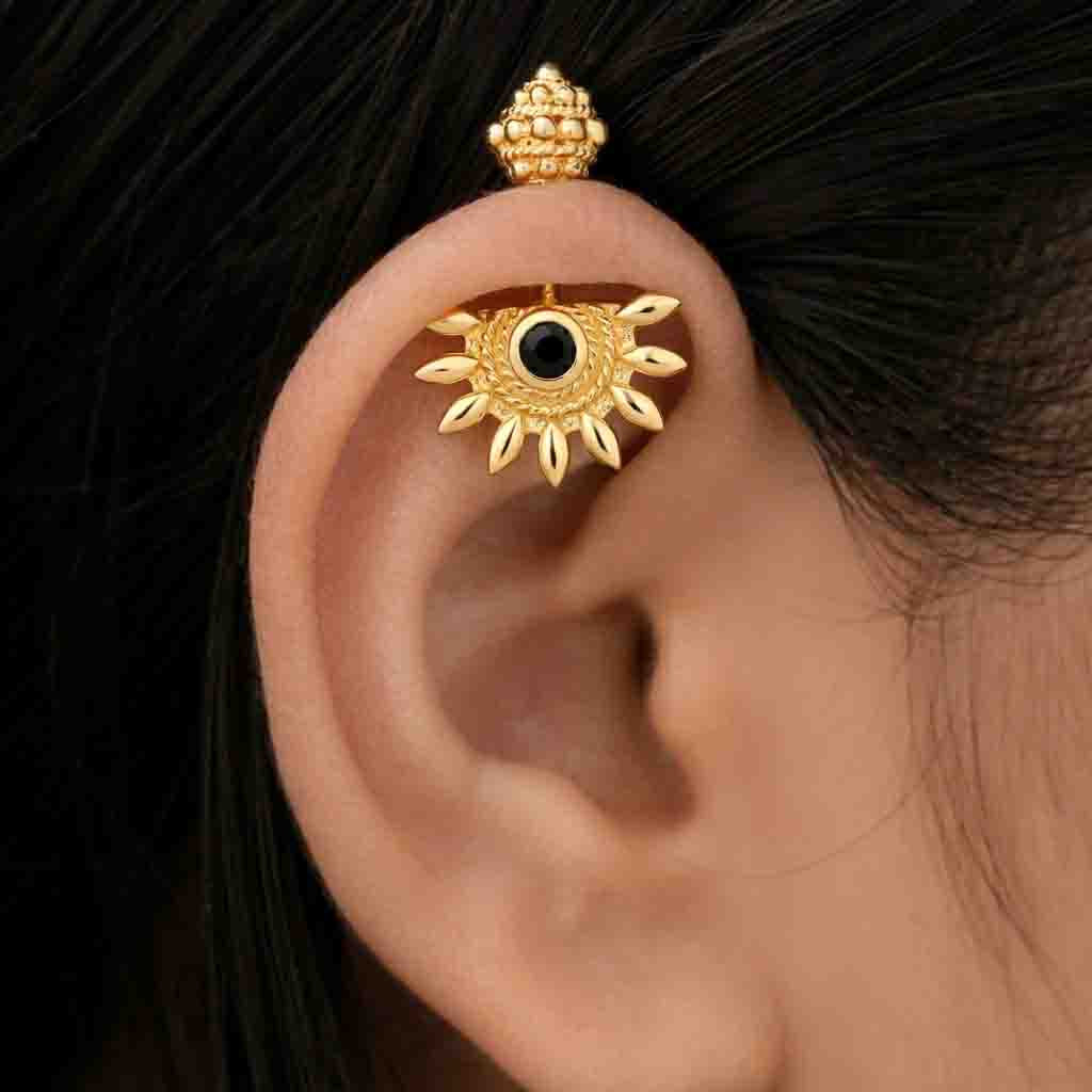 Silver Bugadi Sun Shikhara Top Nazar Black Design