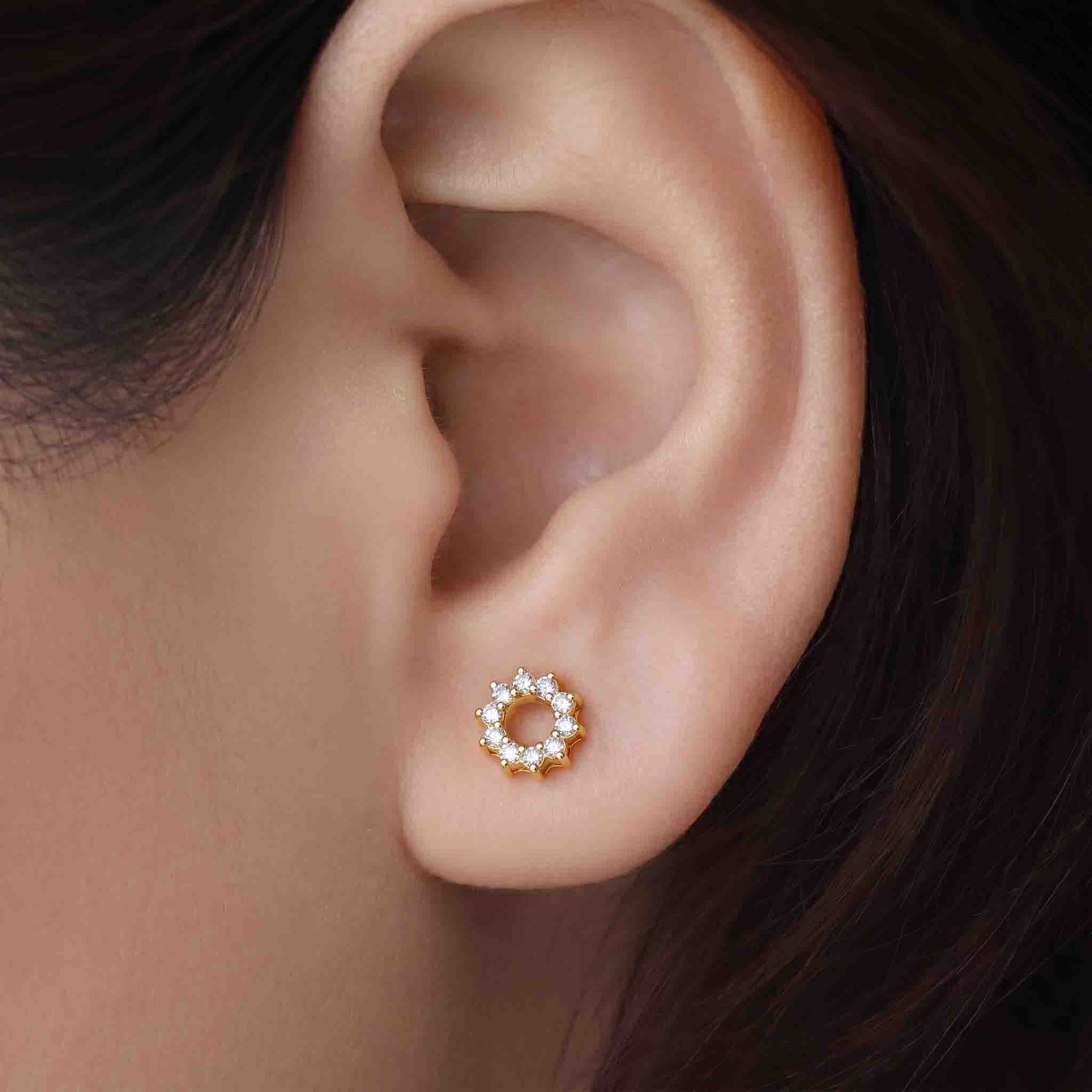 Silver Luna Wheel Earring