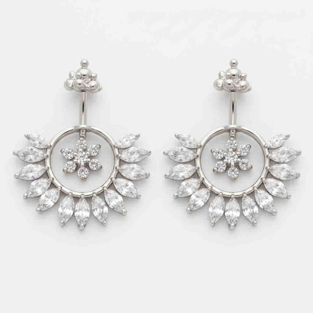 Silver Bugadi 7 Stone Flower Kalash Top Diamond Design With Pushpa Petal Jacket