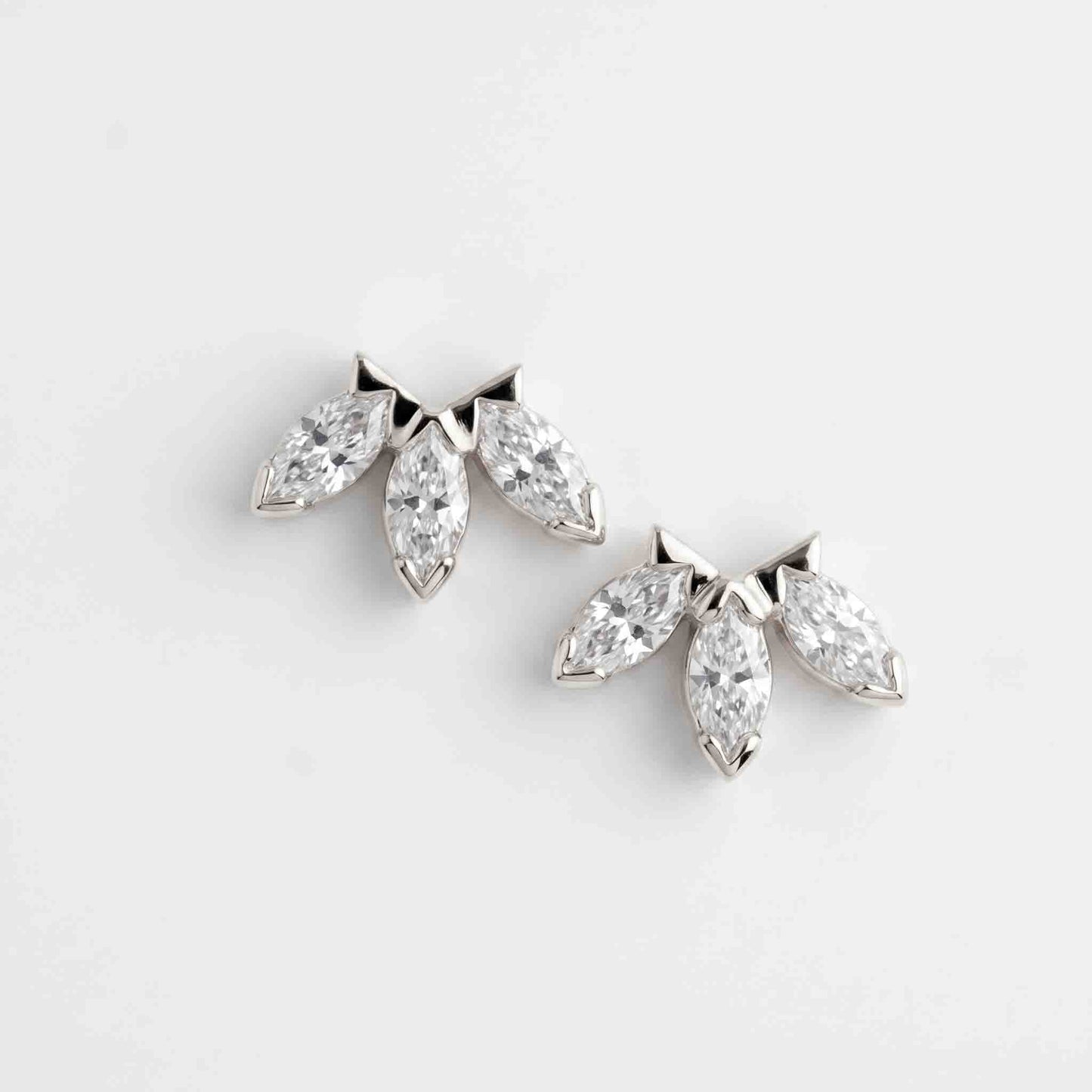 Silver three Marquise Earring