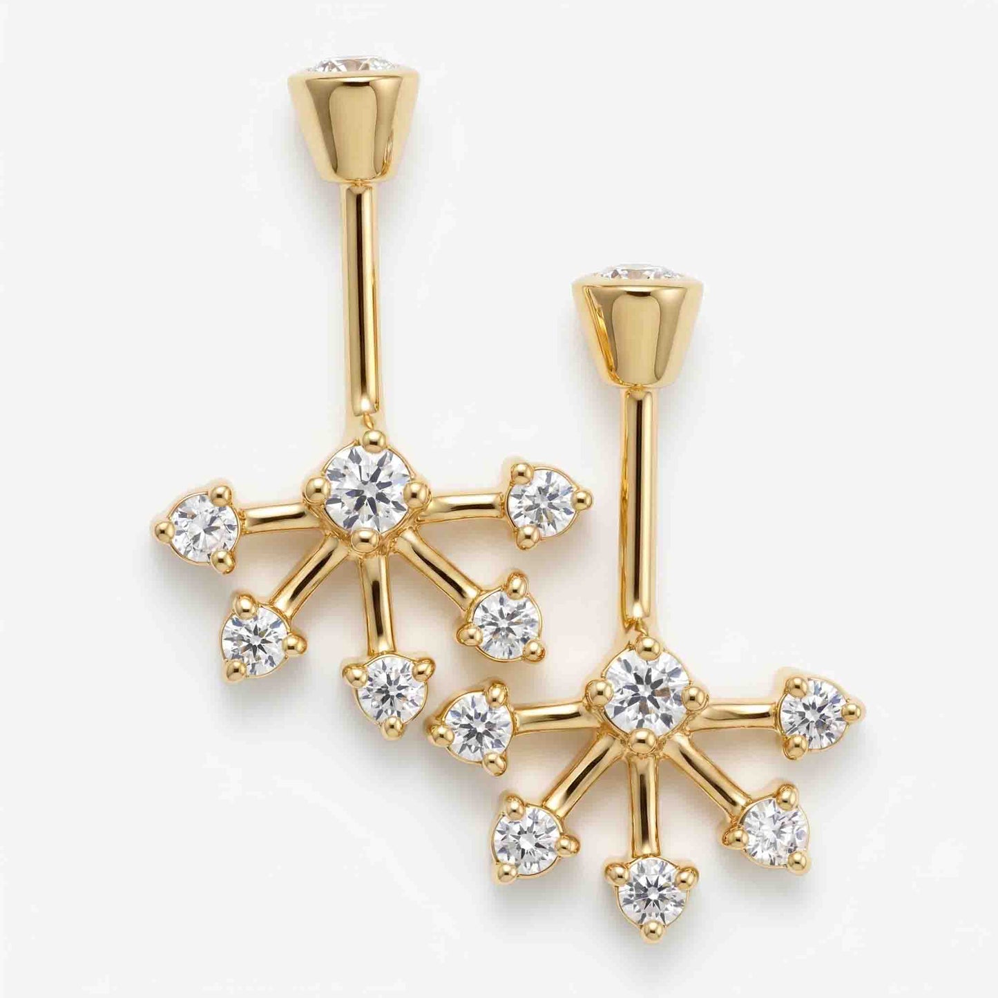 Silver Bugadi 6 Stone Fan Stone Bezel Top Diamond Design