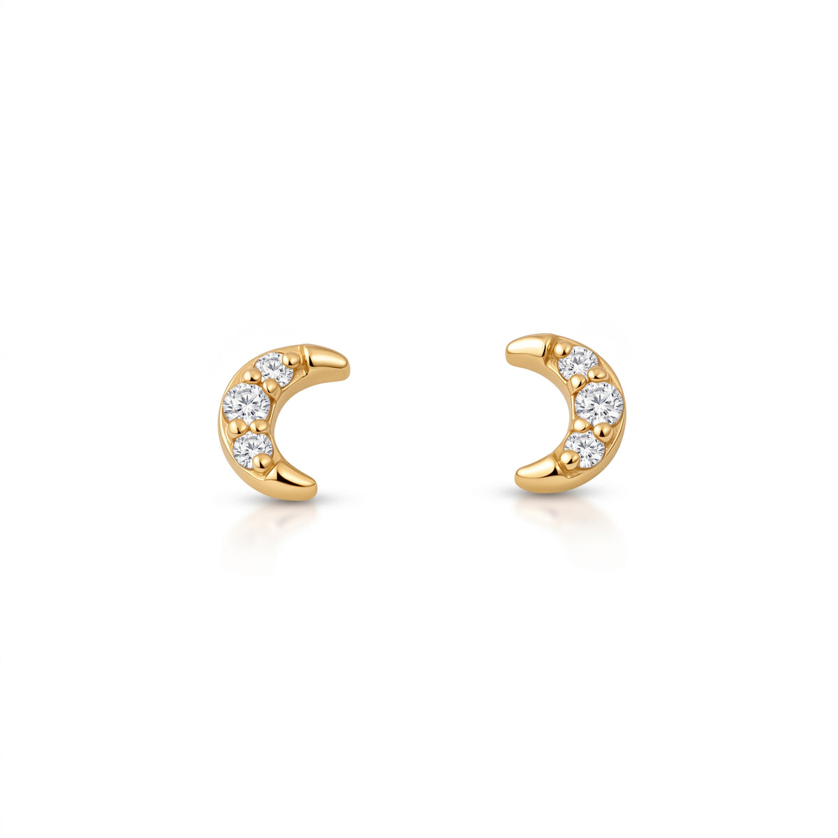 Silver Celestial Moon Stud 3S Earrings