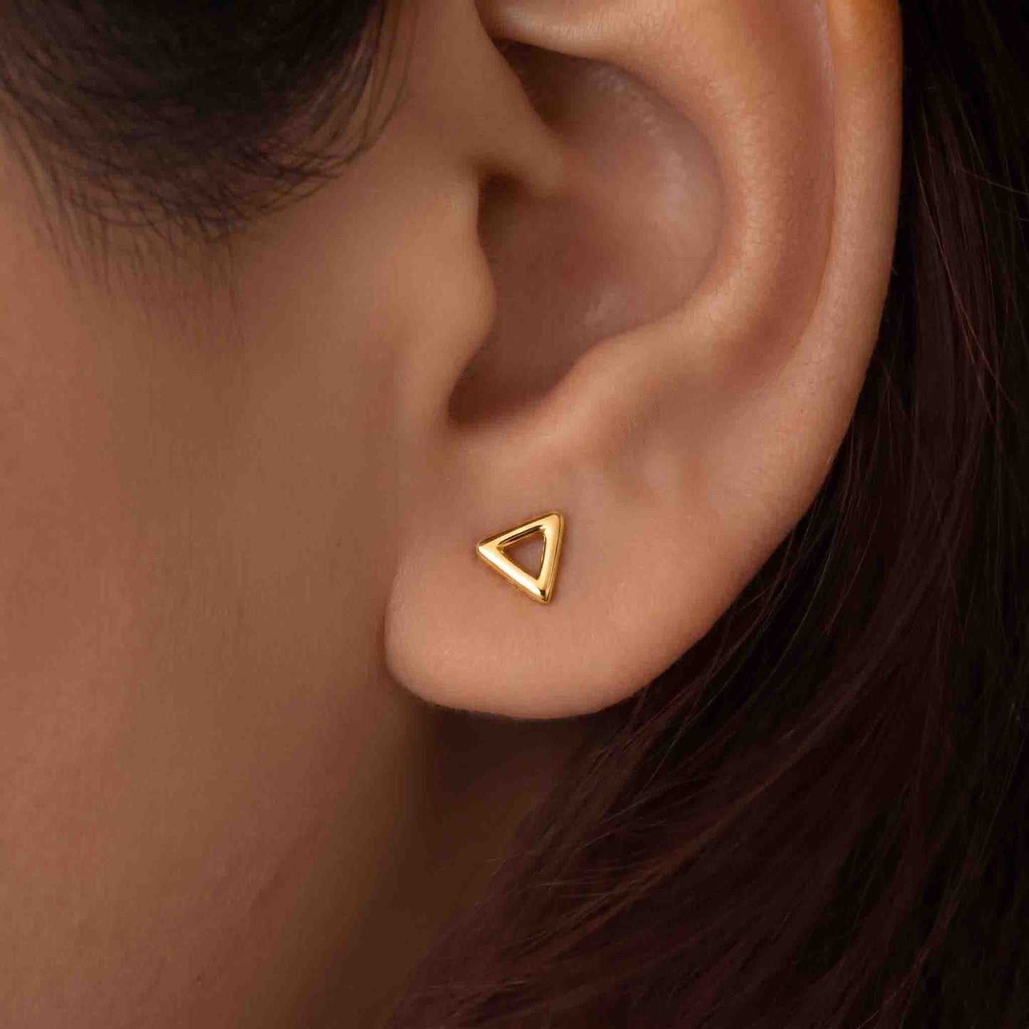 Silver Hollow Triangle Earring