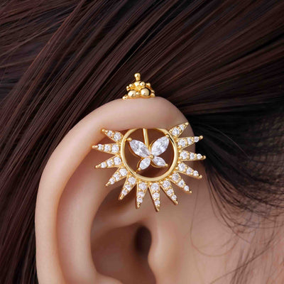Silver Bugadi Butterfly Kalash Top Diamond Design With Sunburst Jacket