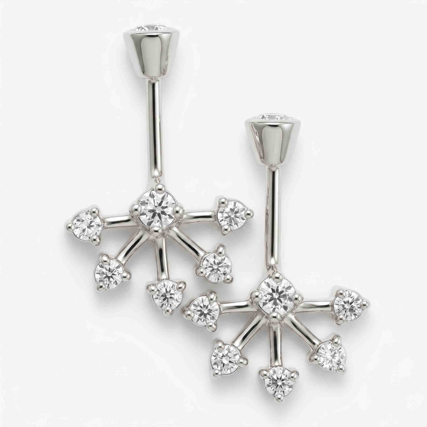 Silver Bugadi 6 Stone Fan Stone Bezel Top Diamond Design