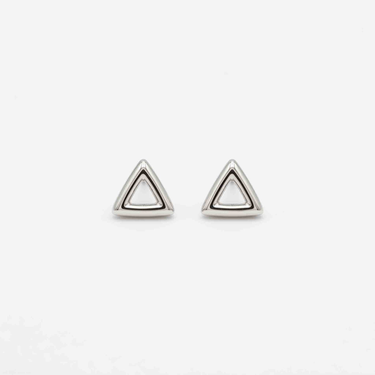 Silver Hollow Triangle Earring