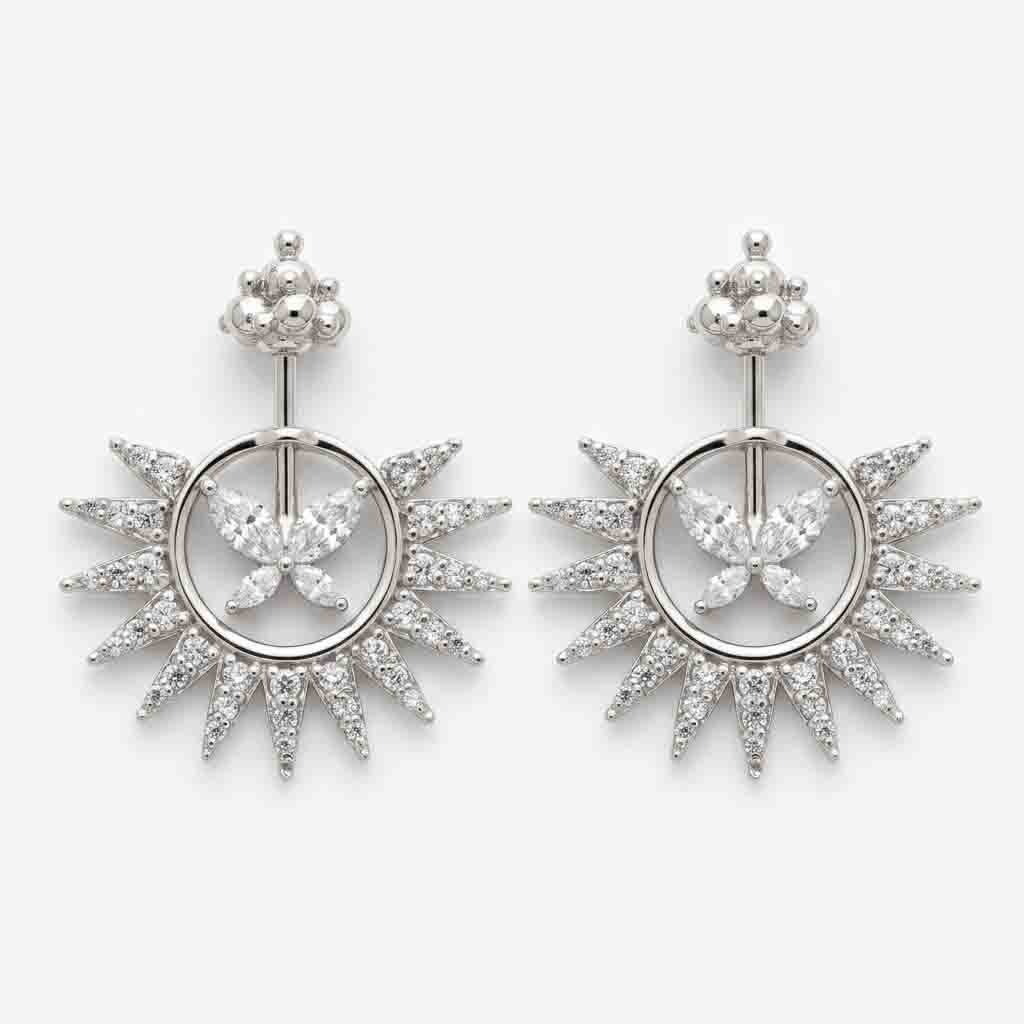Silver Bugadi Butterfly Kalash Top Diamond Design With Sunburst Jacket