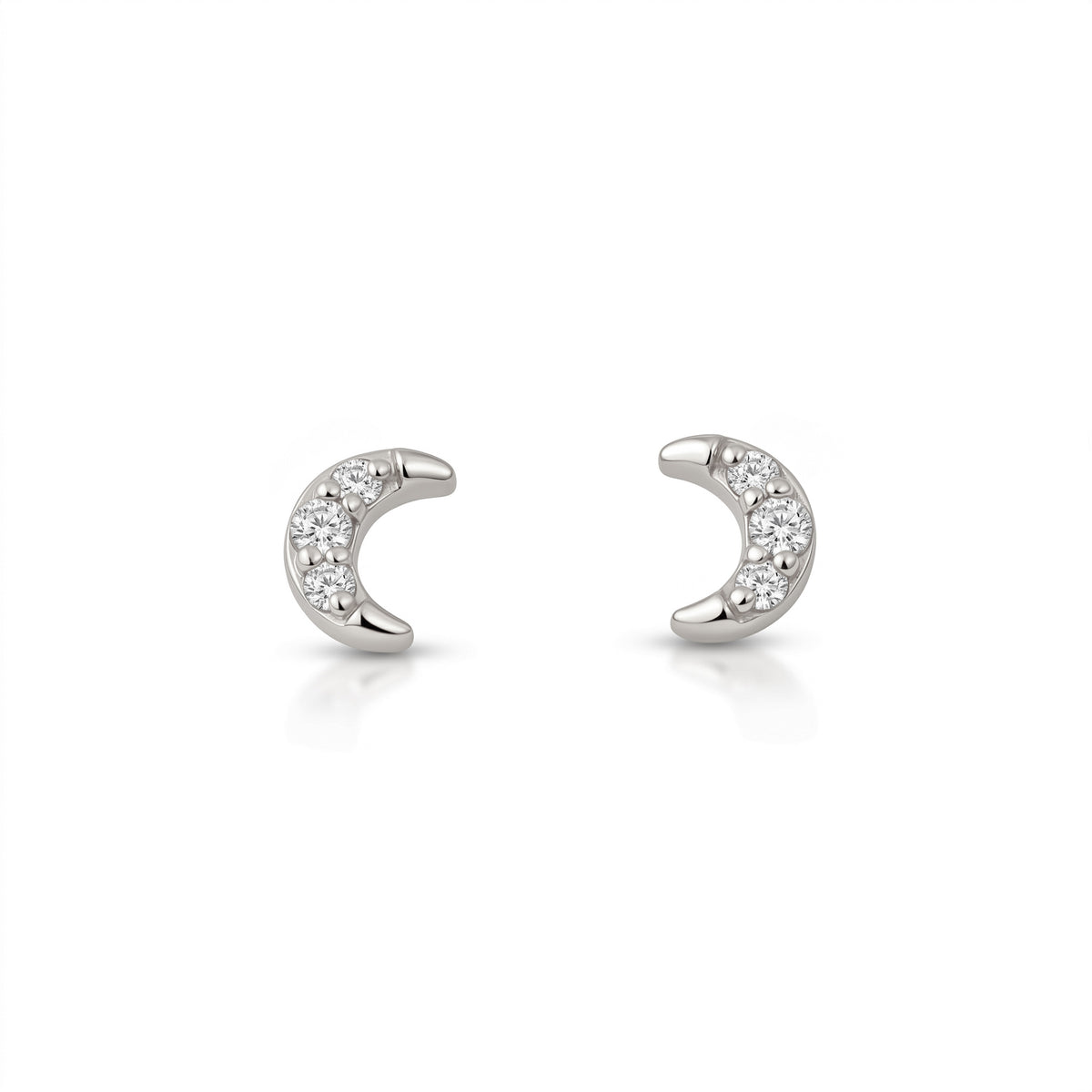 Silver Celestial Moon Stud 3S Earrings