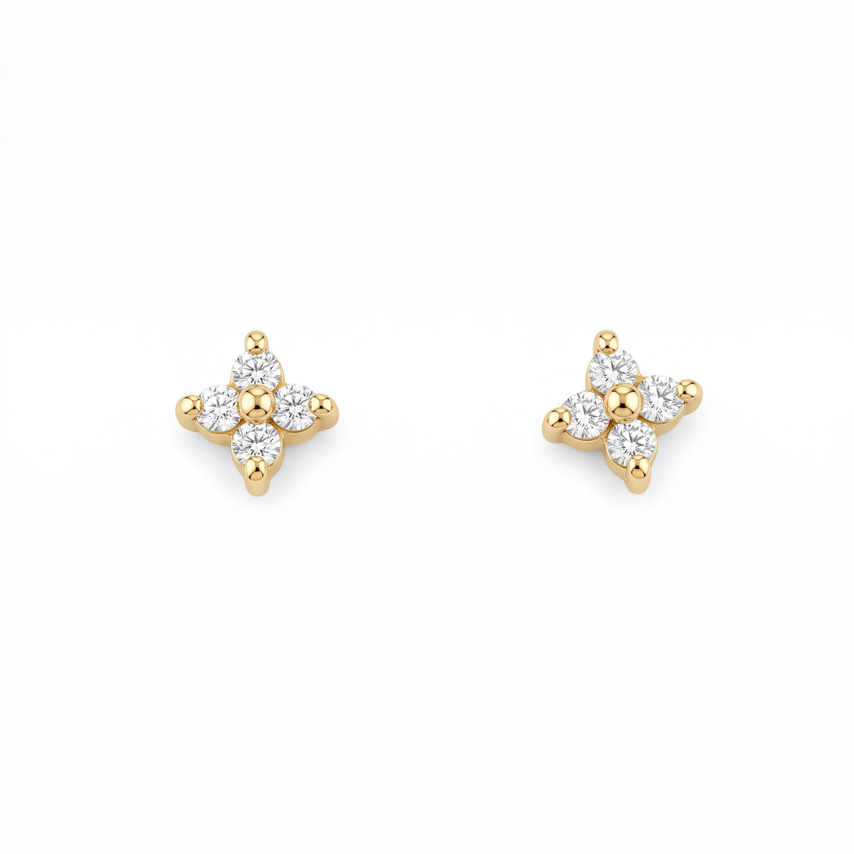 Silver Quadrant Sparkle Stud Earrings