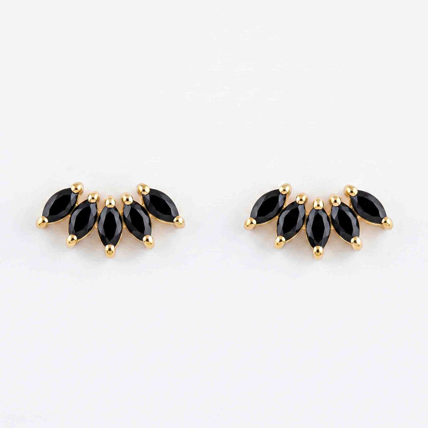 Silver 5 Black Marquise Stone Earring