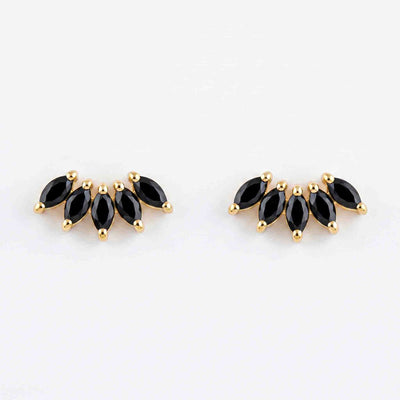 Silver 5 Black Marquise Stone Earring