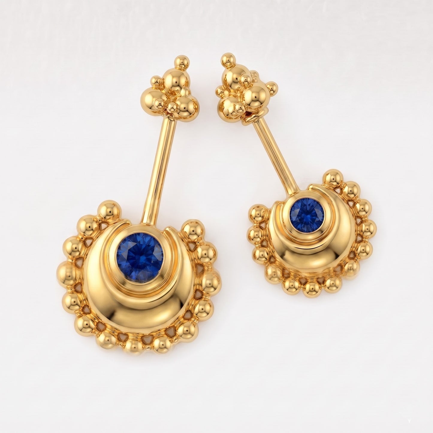 Beaded Moon Blue Stone With Traditional Top Bugadi