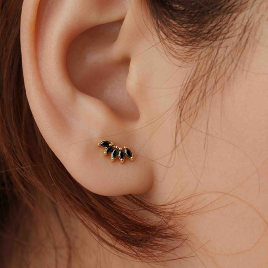 Silver 5 Black Marquise Stone Earring
