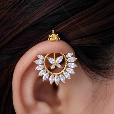 Silver Bugadi Butterfly Kalash Top Diamond Design With Pushpa Petal Jacket