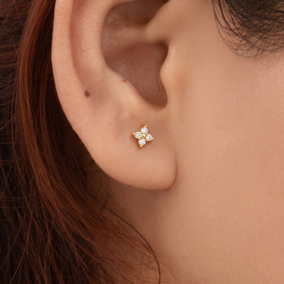 Silver Quadrant Sparkle Stud Earrings