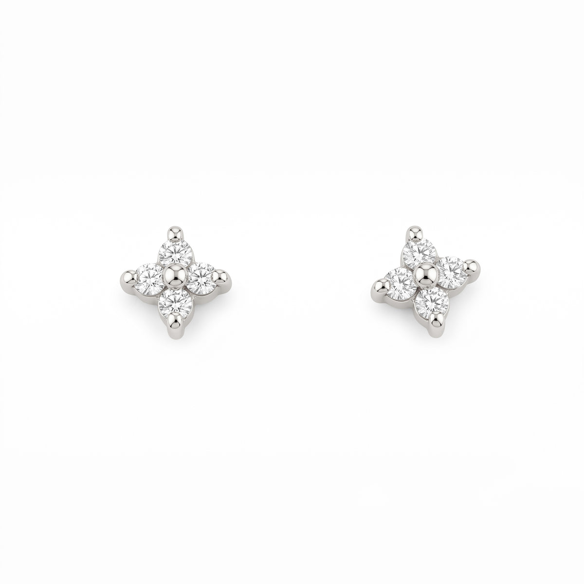 Silver Quadrant Sparkle Stud Earrings
