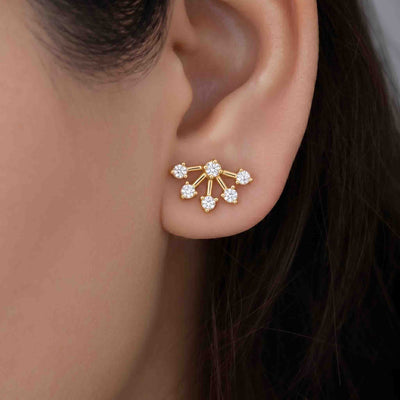 Silver 6 Stone Fan Earring
