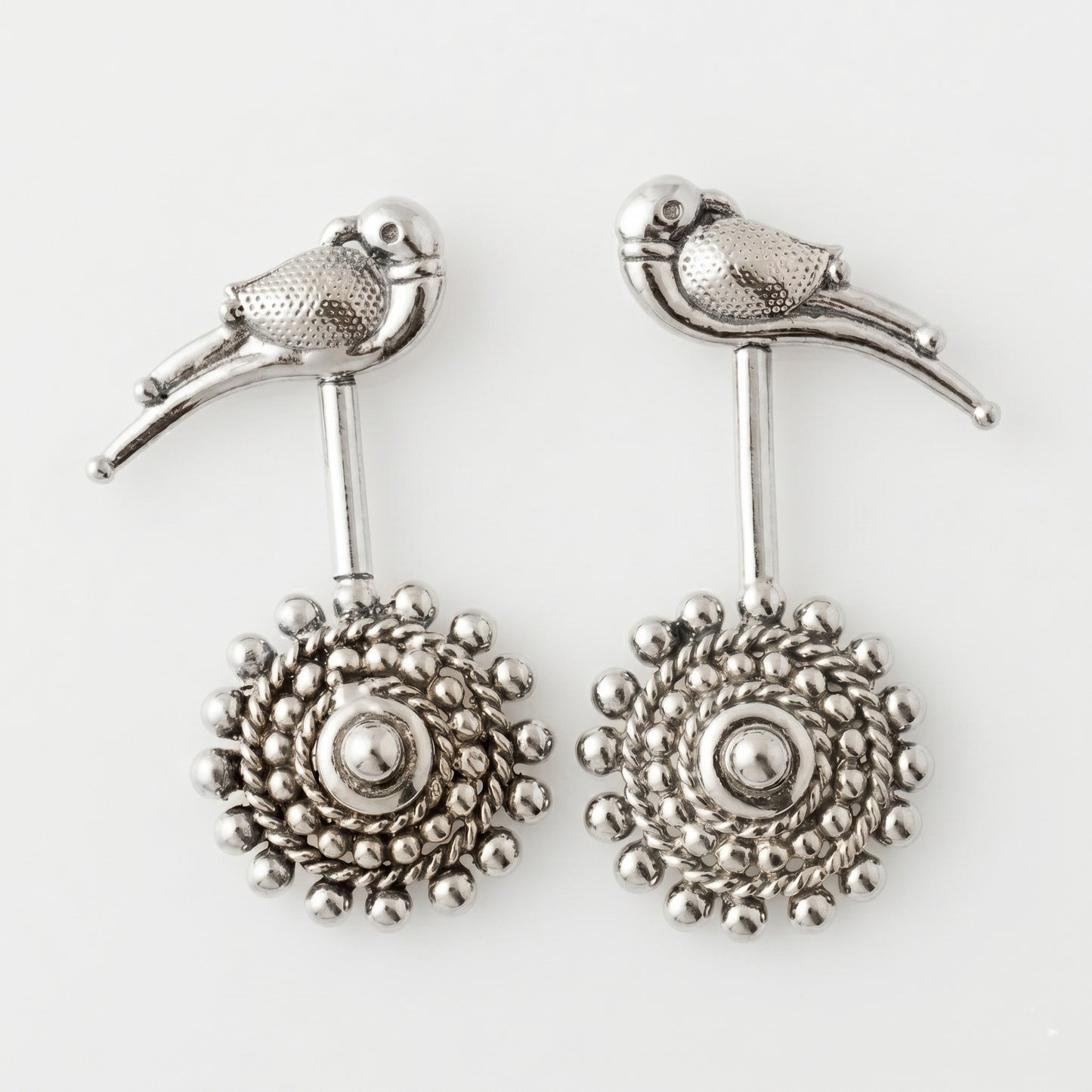 SILVER DHAL GOLD BUGADI WITH BIRD TOP