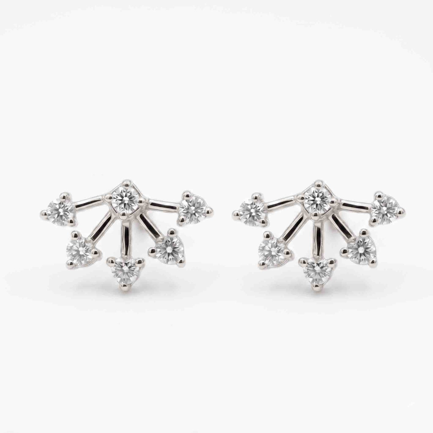 Silver 6 Stone Fan Earring