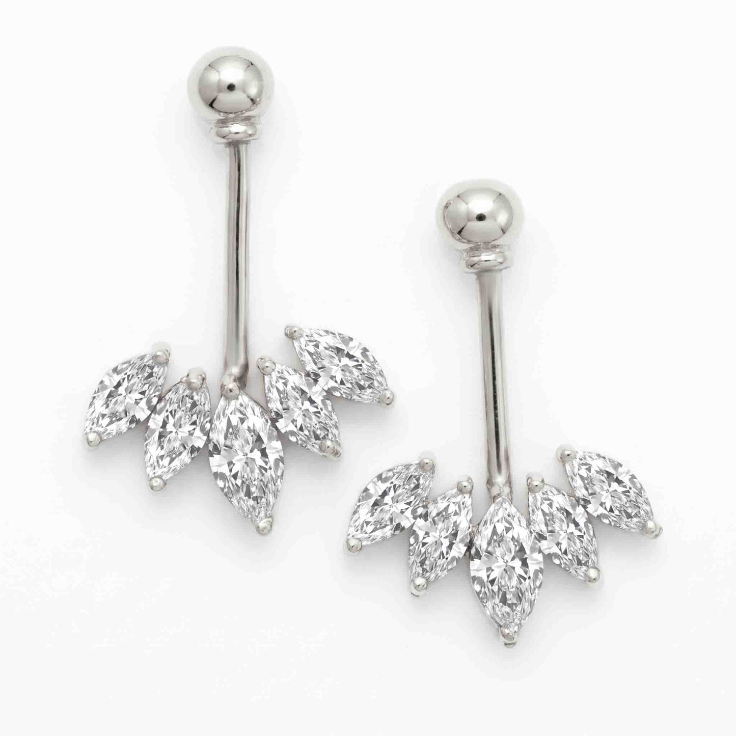 Silver Bugadi 5 Marquis MSB2 Ball Top Gold Diamond Design