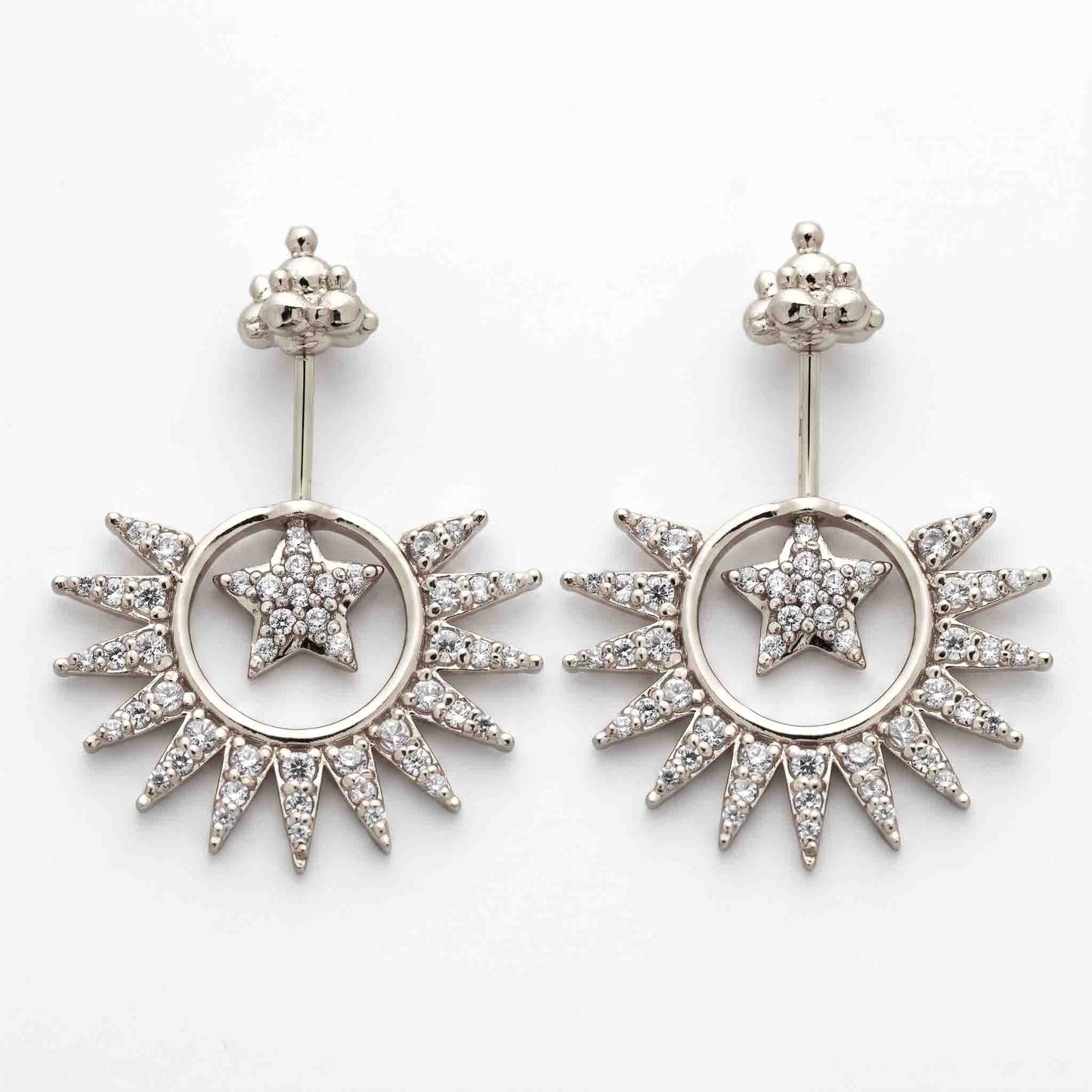 Silver Bugadi Celestial Star Kalash Top Diamond Design With Sunburst Jacket
