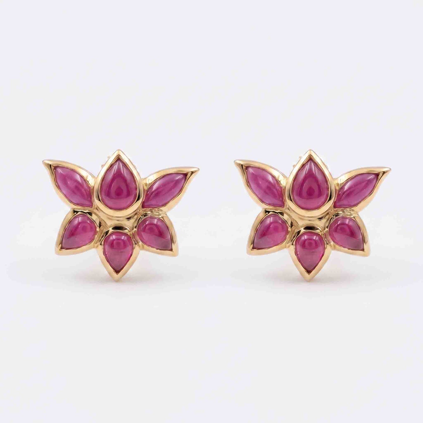 Silver Red Kemp Lotus Earring