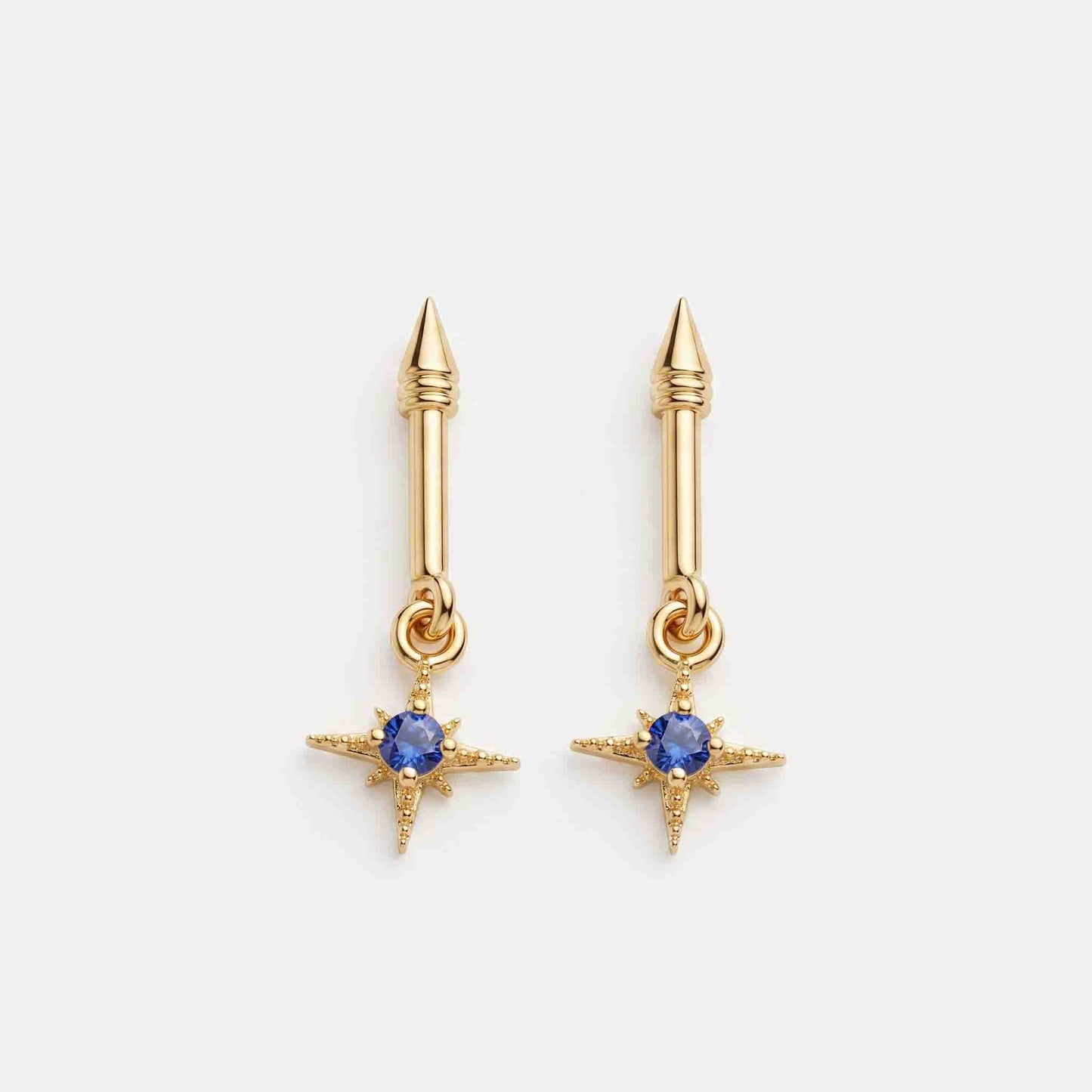 Silver Bugadi Hanging Dhurva Tara Blue Stone With Cone Top Design