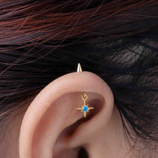 Silver Bugadi Hanging Dhurva Tara Blue Stone With Cone Top Design