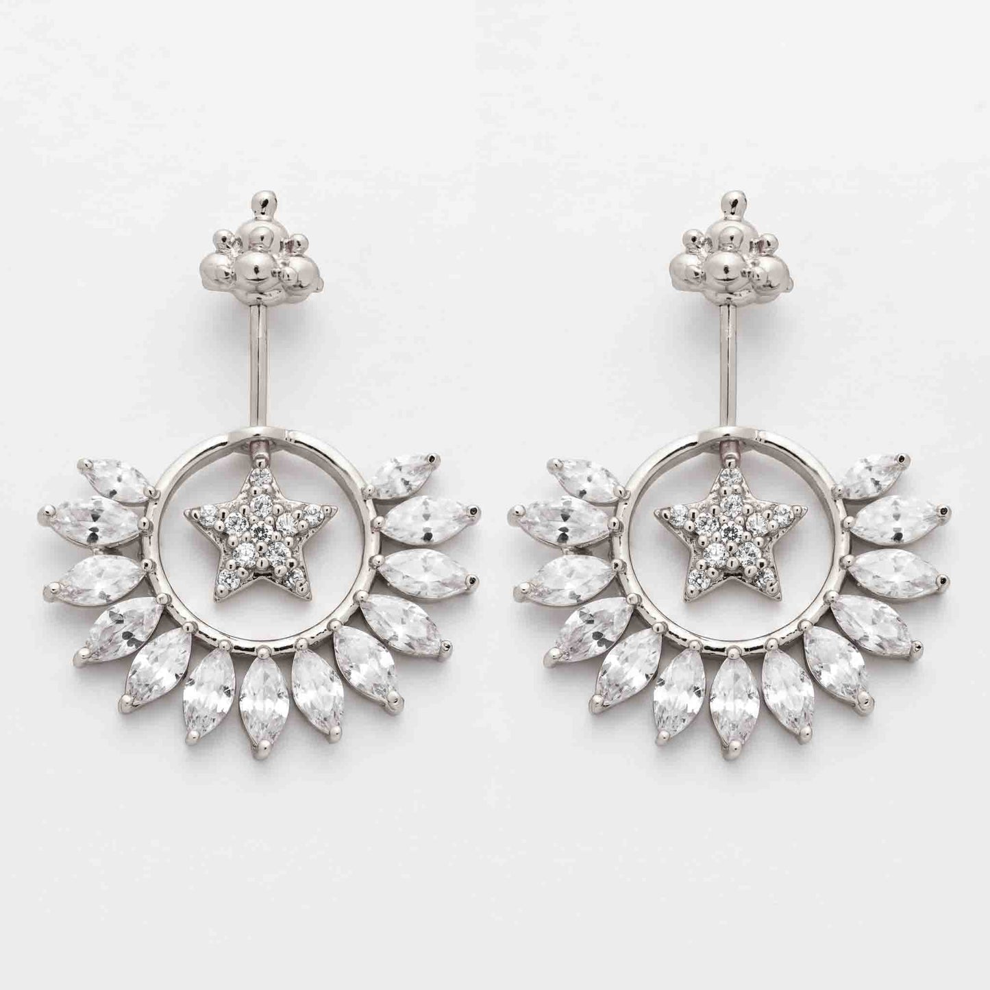 Silver Bugadi Celestial Star Kalash Top Diamond Design With Pushpa Petal Jacket