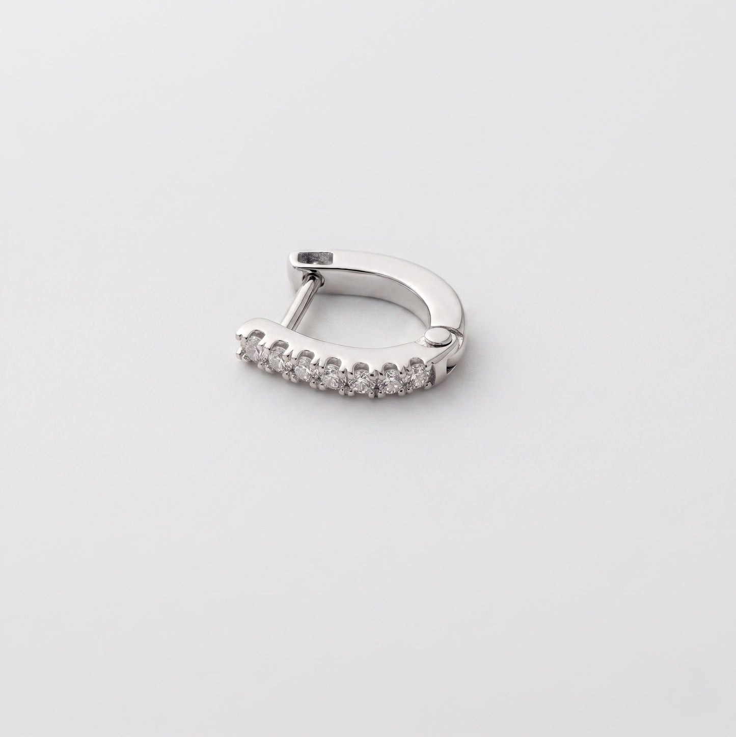Silver U-Shaped Stone Set Nose Ring