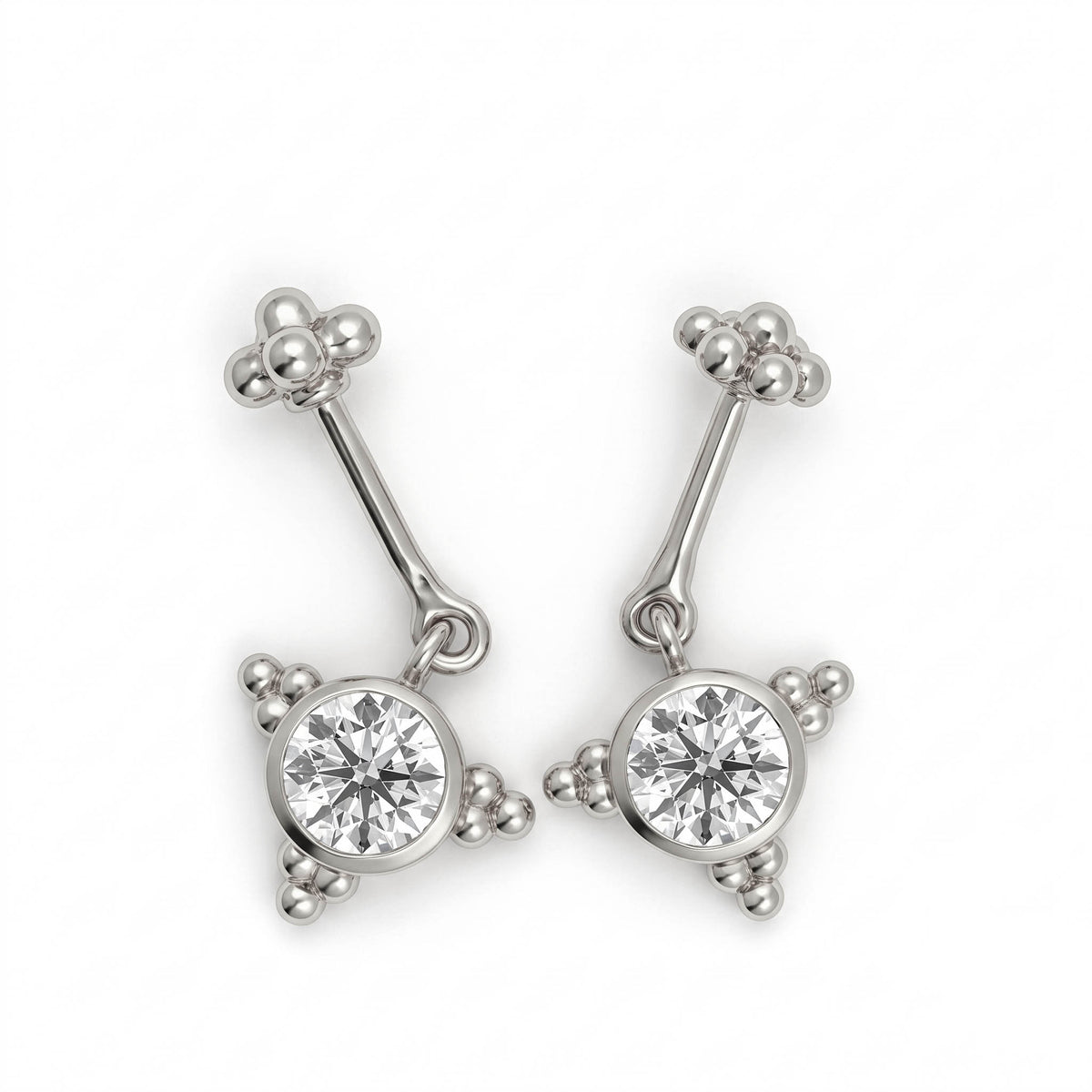 Silver Bugadi Vajra Hanging 6 Bead Top Diamond Design