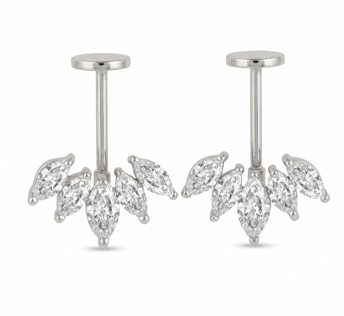 SILVER 5 MARQUIS MSB 2 DIAMOND STONE BUGADI