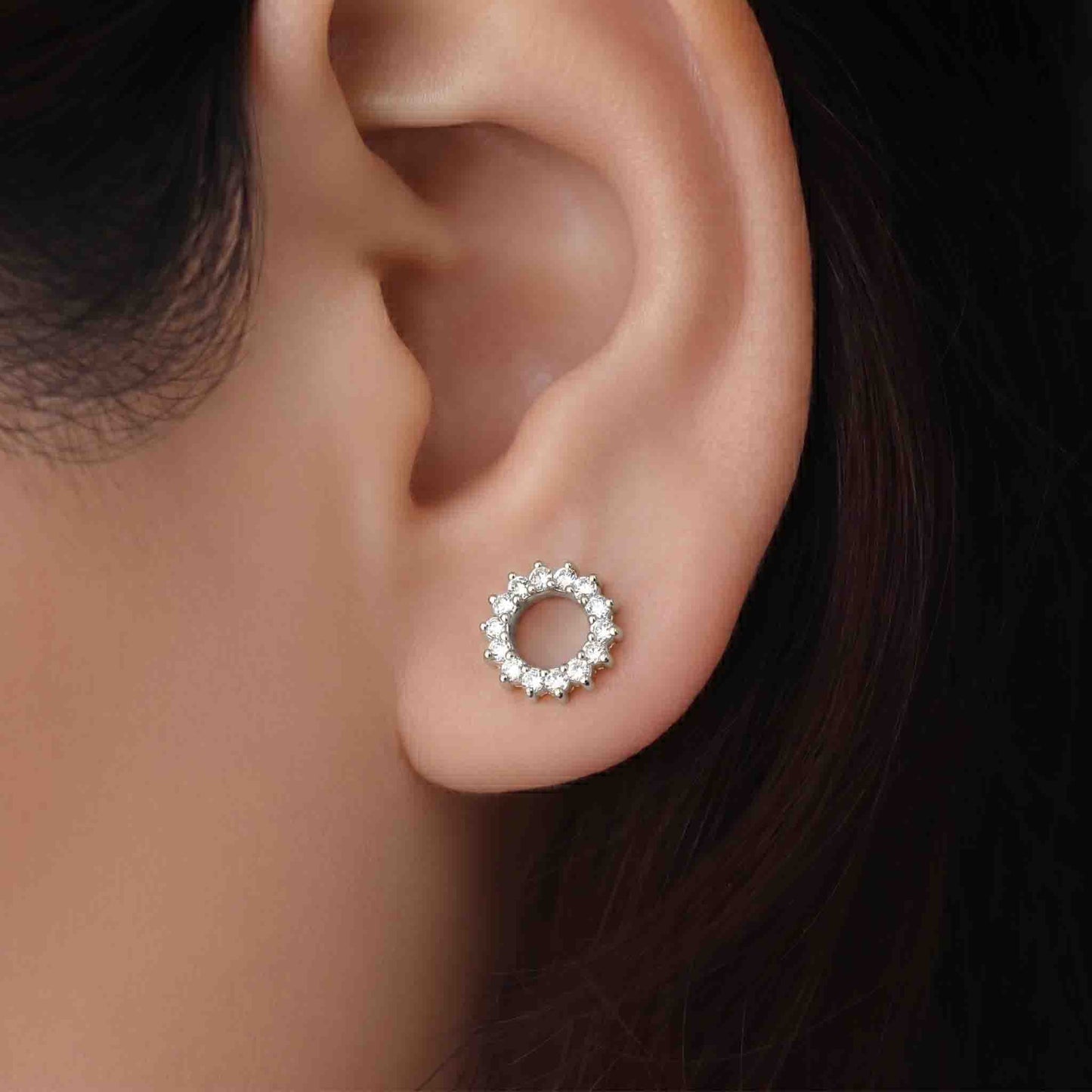 Silver Luna Wheel Earring